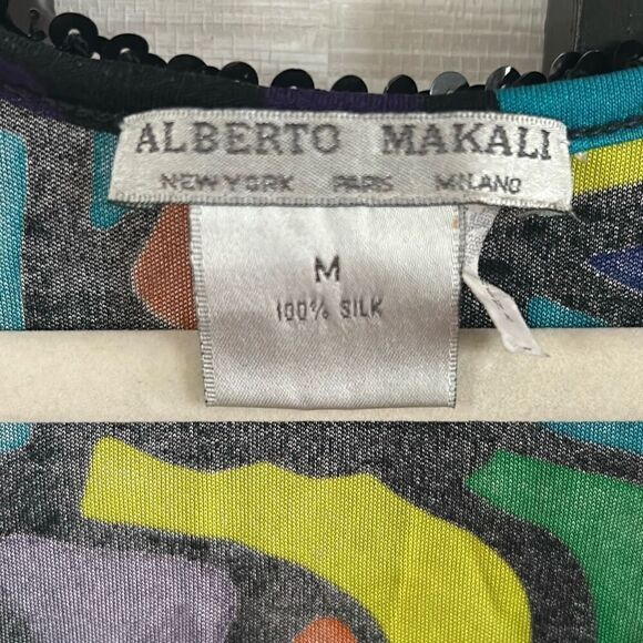 Alberto Malaki vintage 100% silk top tank 80s 90s size M - Picture 2 of 4